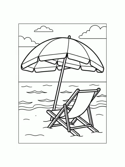 Desenho de Sombrilla en la Playa para colorir