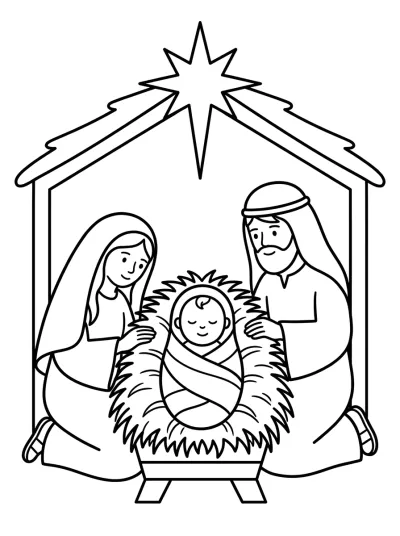 Desenho de Niño Jesús en el Pesebre para colorir