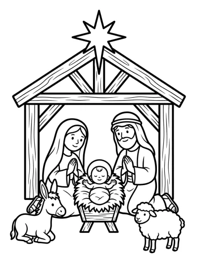 Desenho de Belén de Navidad para colorir
