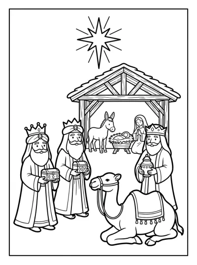 Desenho de Los Tres Reyes Magos para colorir