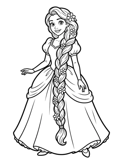 Desenho de Rapunzel de Cabelo Longo para colorir