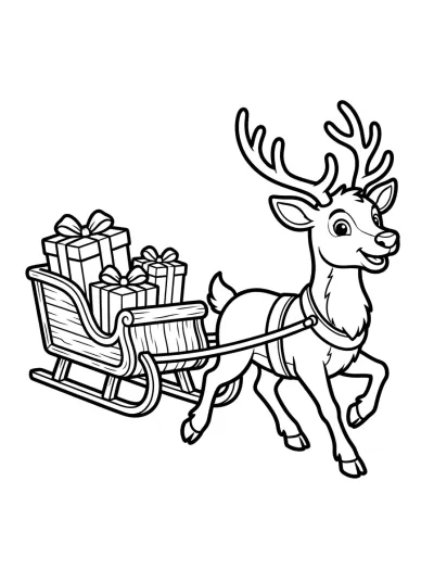 Desenho de Reindeer Pulling a Sleigh para colorir