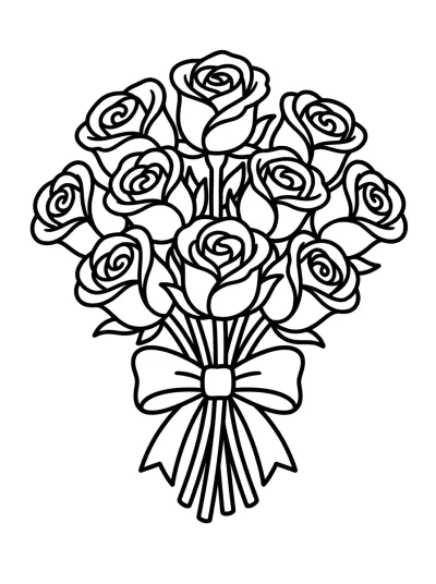 Desenho de Ramo de Rosas para colorir