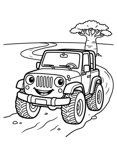 Desenho de Jeep de Safari para colorir