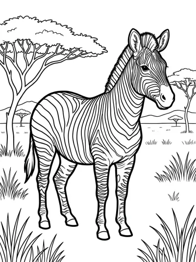 Desenho de Cebra en el Safari para colorir
