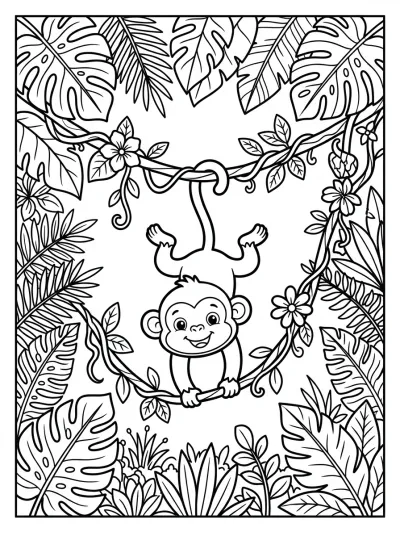 Desenho de Mono en la Selva para colorir