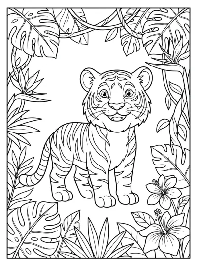 Desenho de Tigre en la Selva para colorir