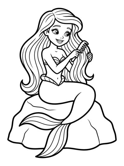 Desenho de Sirena en la Roca para colorir