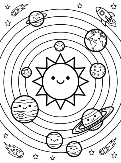 Desenho de Planetas en Órbita para colorir