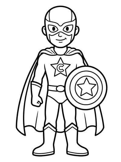 Desenho de Superhéroe con Escudo para colorir