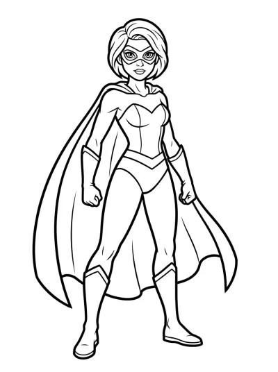 Desenho de Superheroína con Capa para colorir