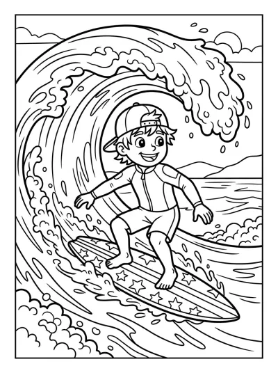 Desenho de Surfista en la Ola para colorir