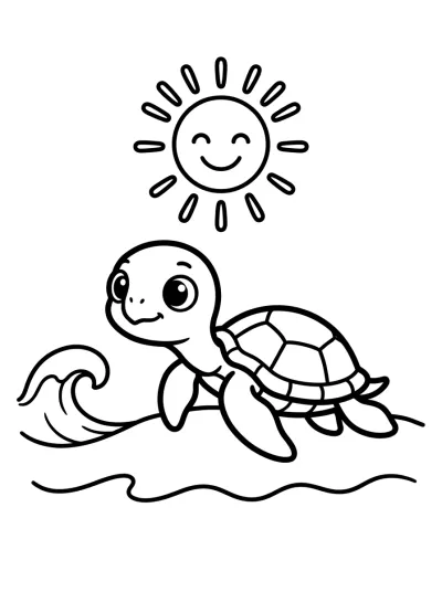 Desenho de Tortuguita en la Playa para colorir
