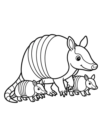 Desenho de Familia de Armadillos para colorir