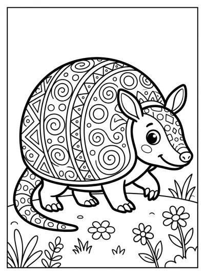 Desenho de Armadillo con Caparazón Decorado para colorir