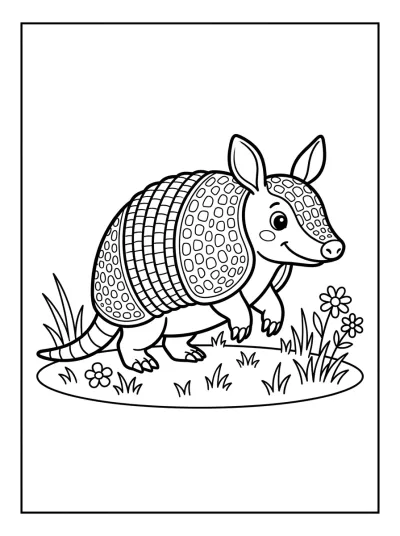 Desenho de Armadillo en la Hierba para colorir