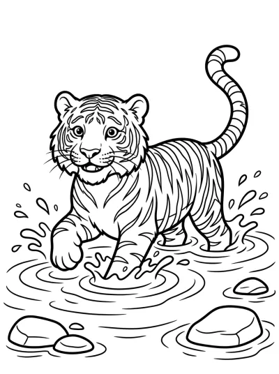 Desenho de Tigre en el Agua para colorir