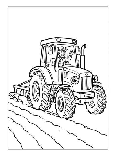 Desenho de Tractor Arando para colorir