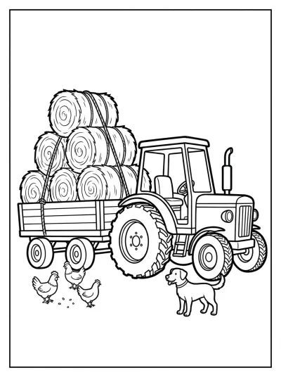 Desenho de Tractor con Heno para colorir