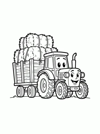 Desenho de Tractor con Remolque para colorir