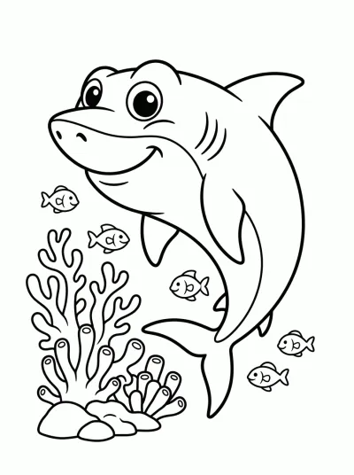 Desenho de Tiburón en el Arrecife para colorir