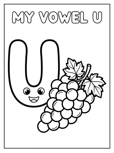Desenho de Vocal U de Uva para colorir