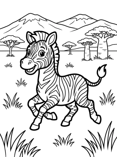 Desenho de Zebra Correndo para colorir